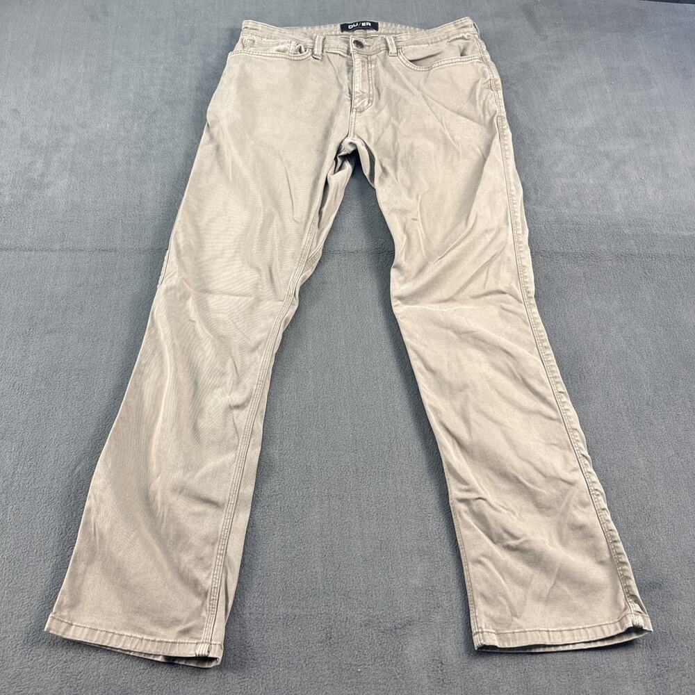 DU/ER No Sweat Straight Pants Mens 33x32 Brown Stretch Performance Casual